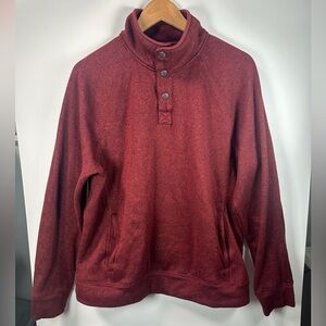 Sonoma Dark Heather Red Pull Over Sweater w/ Button Closure Men’s L